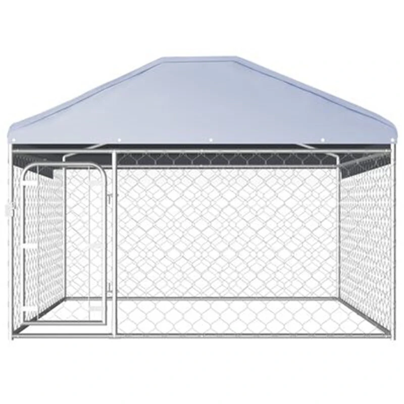 (image for) [EU Direct] vidaXL Outdoor Dog Kennel 144493 Puppy Heavy Duty Cage Galvanized Steel Frame Fence Playpen Exercise Pen Chicken Coop Run House Pet Supplies Waterproof Cover Metal Mesh Barrier