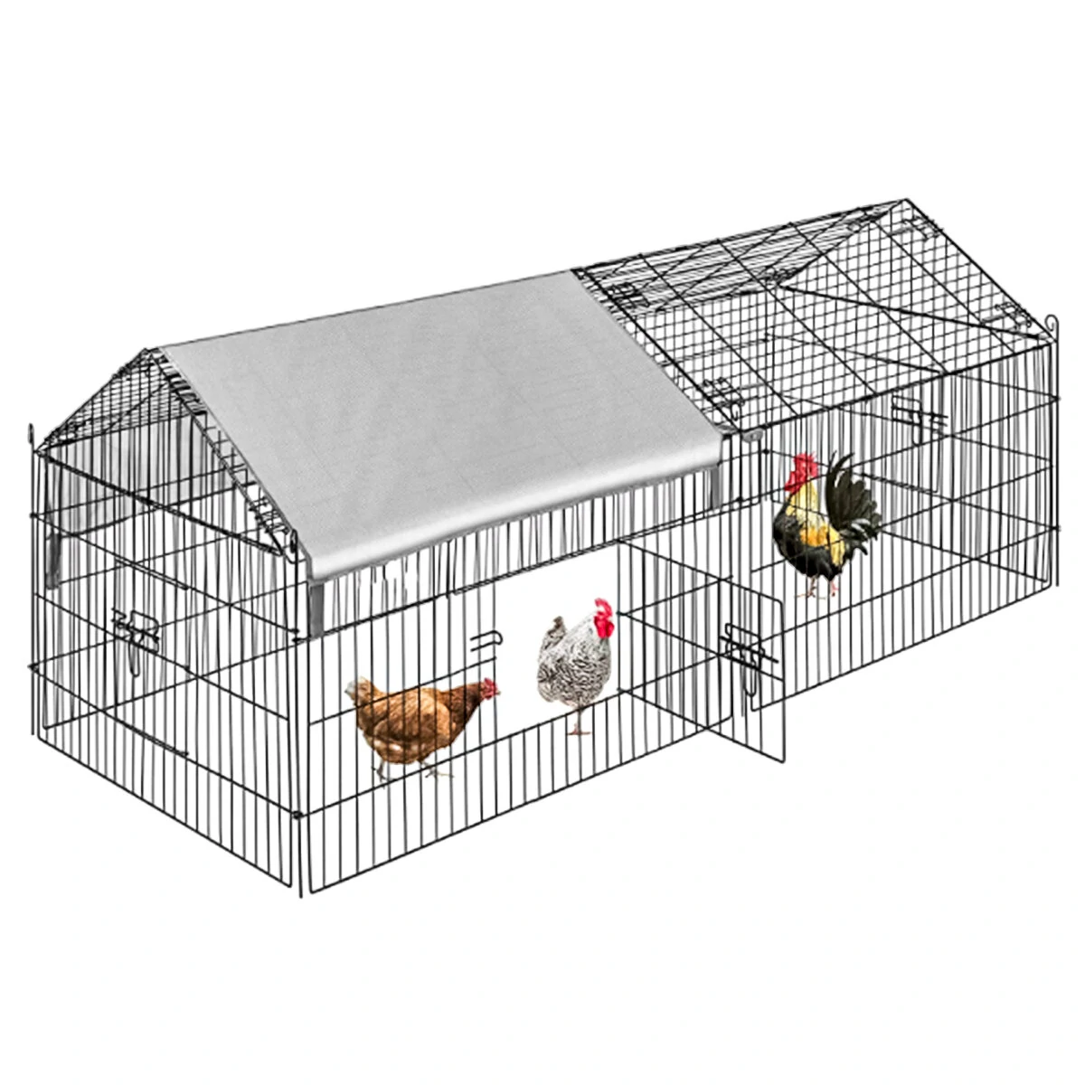 (image for) PawGiant Chicken Coop Run Cage Upgrade 86.6"&times;40"&times;38" Metal Chicken Fence Pen Pet Playpen Enclosures with Protection Cover&Ground Nail,Cage Indoor Outdoor Yard for S