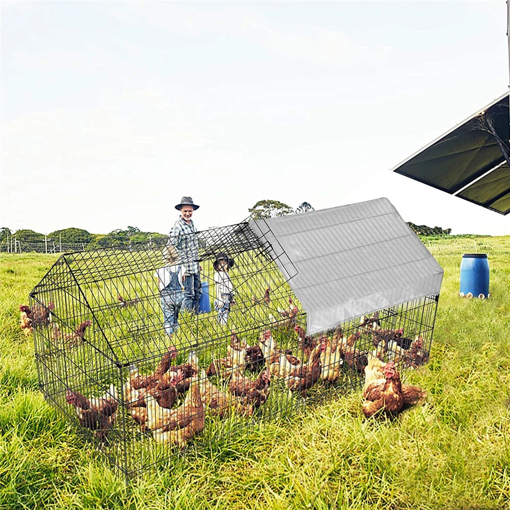 (image for) PawGiant Chicken Coop Run Cage Upgrade 86.6"&times;40"&times;38" Metal Chicken Fence Pen Pet Playpen Enclosures with Protection Cover&Ground Nail,Cage Indoor Outdoor Yard for S