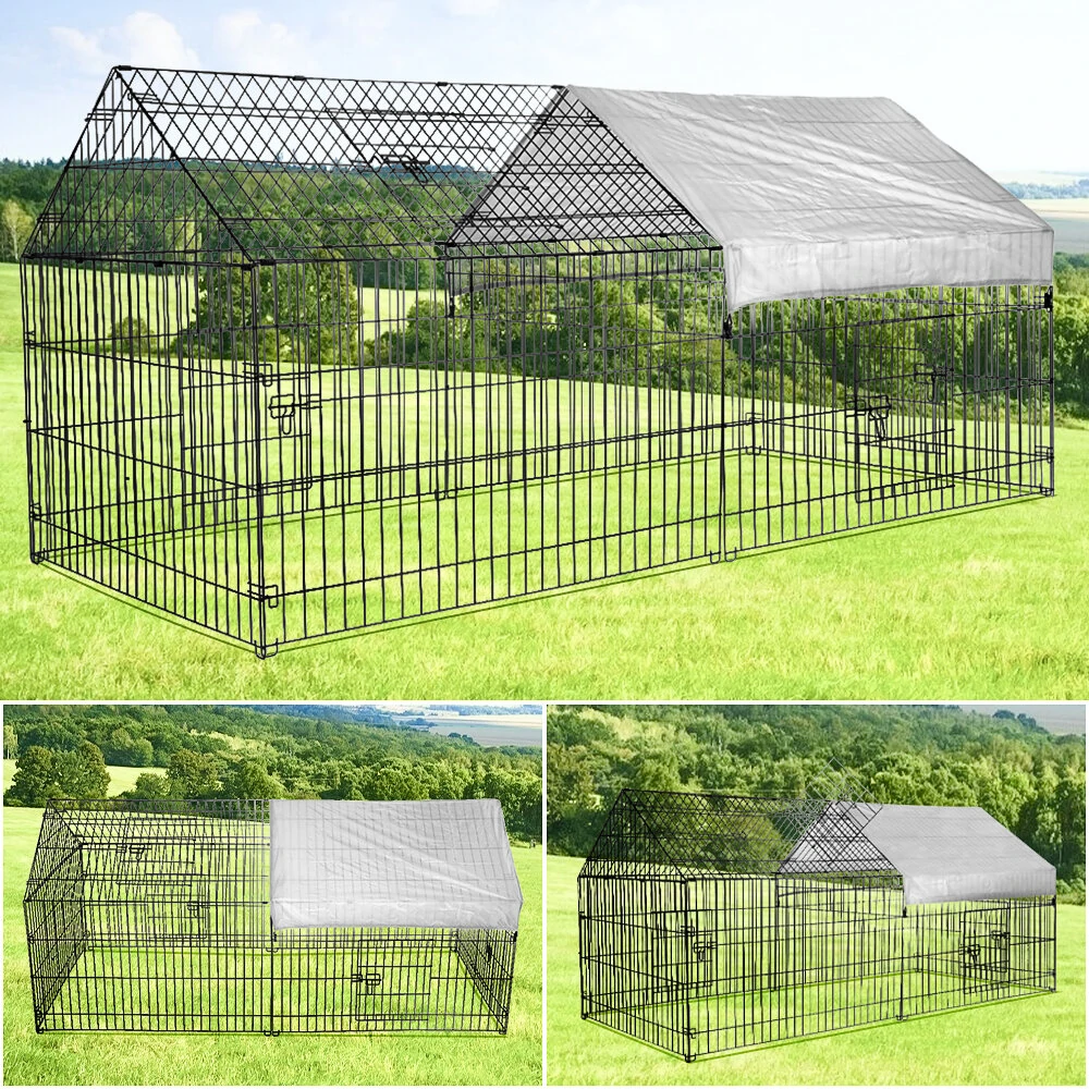 (image for) PawGiant Chicken Coop Run Cage Upgrade 86.6"&times;40"&times;38" Metal Chicken Fence Pen Pet Playpen Enclosures with Protection Cover&Ground Nail,Cage Indoor Outdoor Yard for S