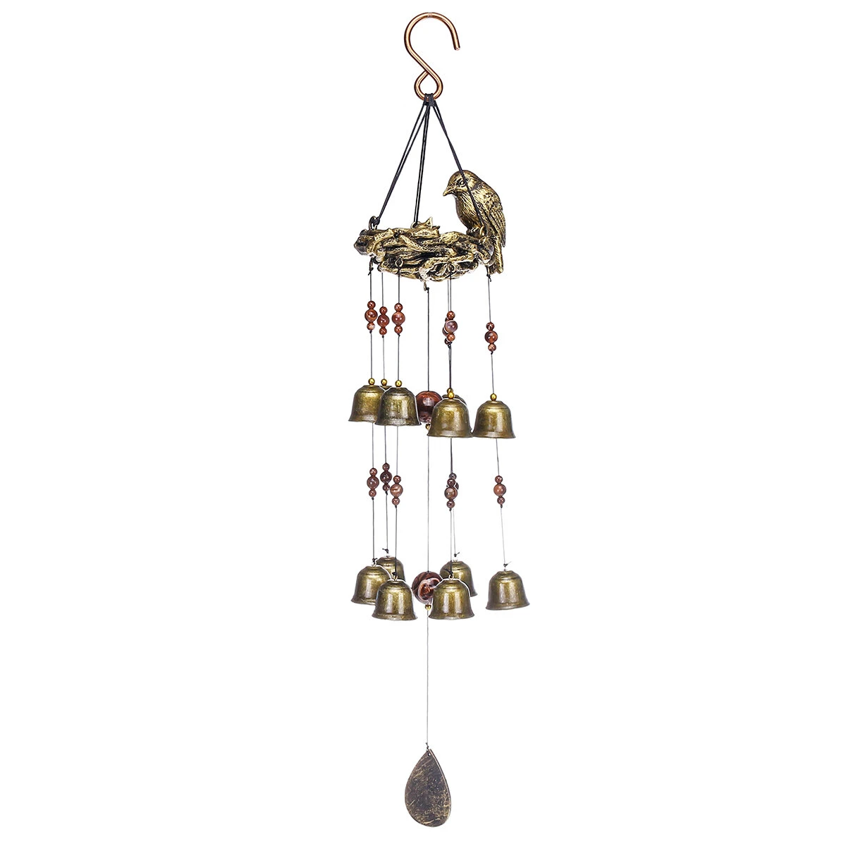 (image for) Resin Bird's Nest Wind Chimes Pendant Cross-Border Exclusively For Brass Bell Wind Chimes Outdoor Garden Bird Pendant