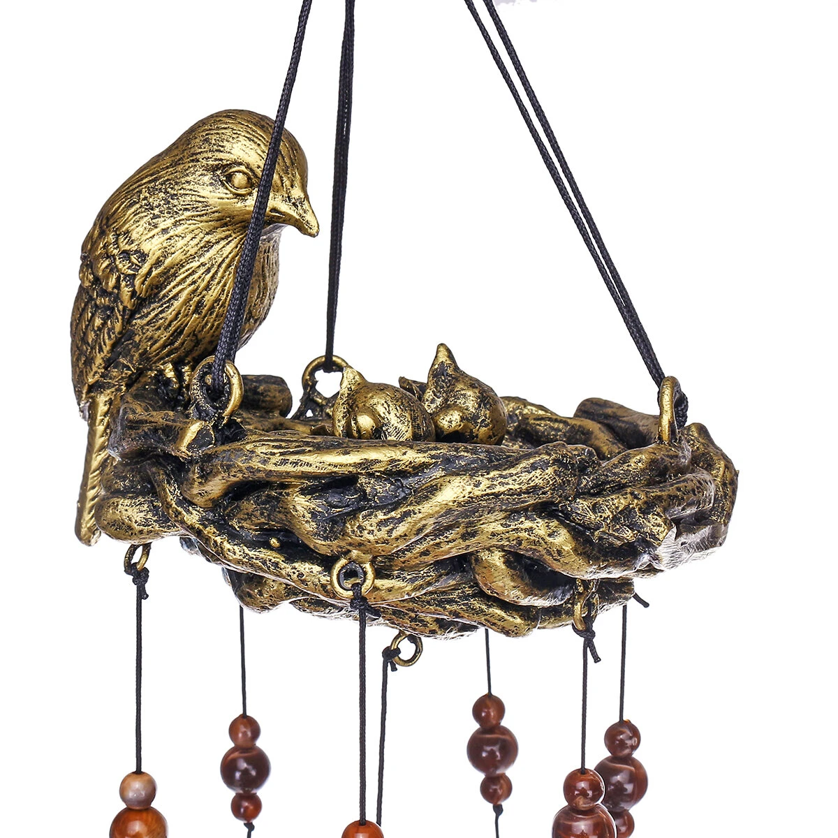 (image for) Resin Bird's Nest Wind Chimes Pendant Cross-Border Exclusively For Brass Bell Wind Chimes Outdoor Garden Bird Pendant