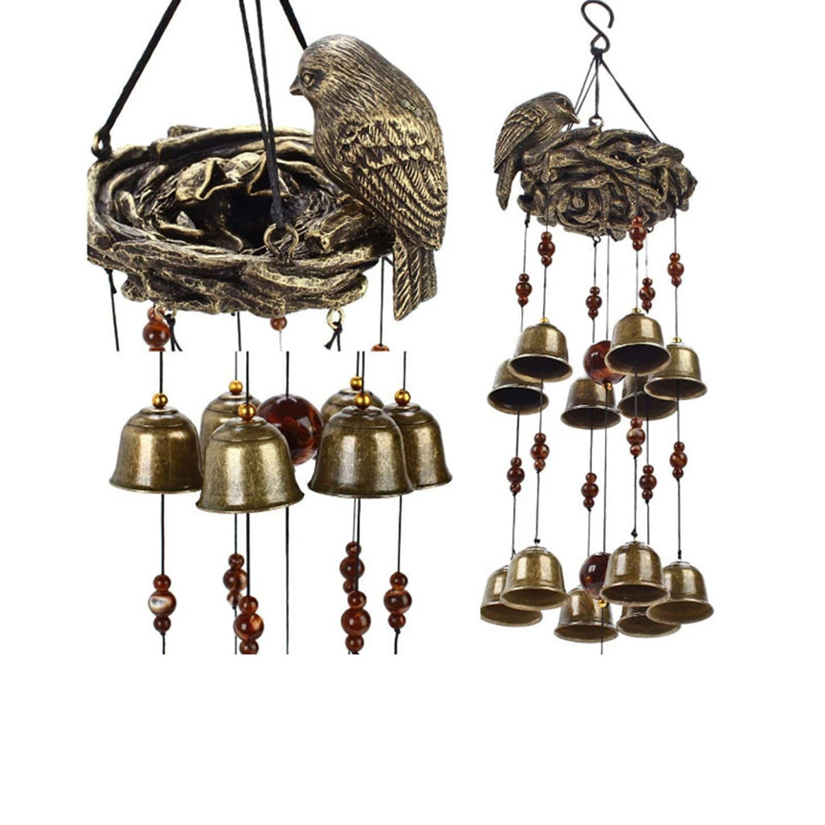 (image for) Resin Bird's Nest Wind Chimes Pendant Cross-Border Exclusively For Brass Bell Wind Chimes Outdoor Garden Bird Pendant