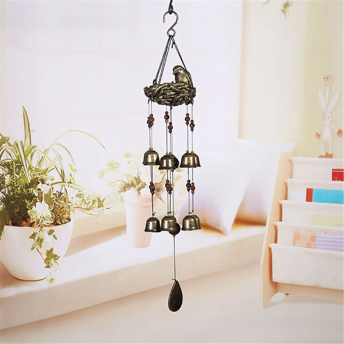 (image for) Resin Bird's Nest Wind Chimes Pendant Cross-Border Exclusively For Brass Bell Wind Chimes Outdoor Garden Bird Pendant