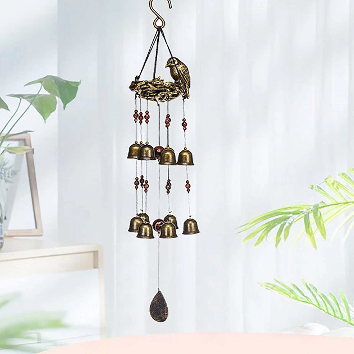 (image for) Resin Bird's Nest Wind Chimes Pendant Cross-Border Exclusively For Brass Bell Wind Chimes Outdoor Garden Bird Pendant