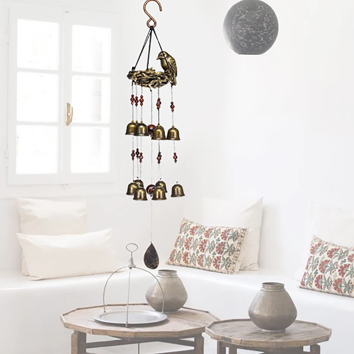 (image for) Resin Bird's Nest Wind Chimes Pendant Cross-Border Exclusively For Brass Bell Wind Chimes Outdoor Garden Bird Pendant